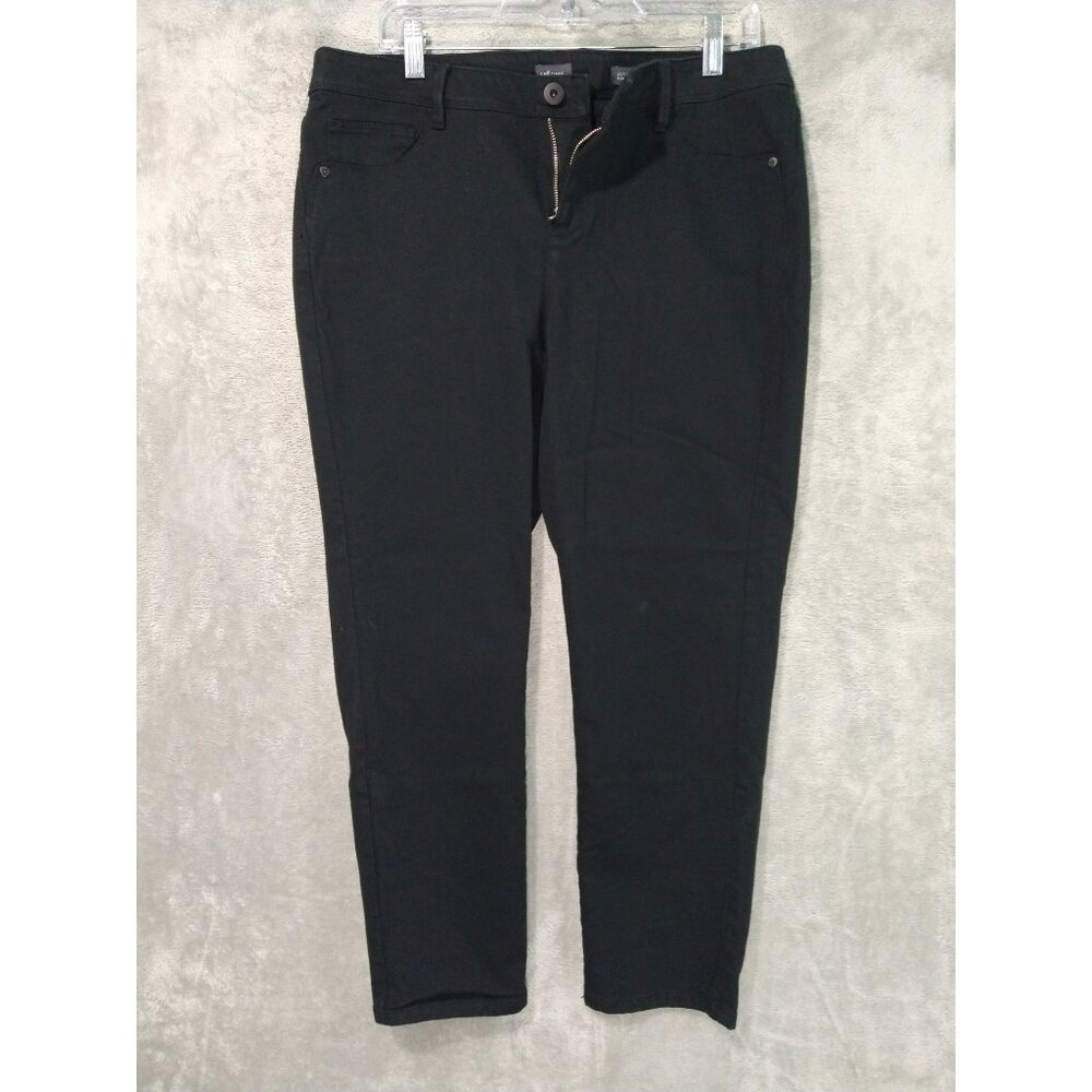 J Jill Denim Jeans Womens 16 Petite Black Denim Authentic Fit Slim Ankle Stretch